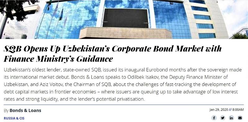 Bonds & Loans: “O‘zsanoatqurilishbank Moliya vazirligi bilan hamkorlikda O‘zbekistonning korporativ obligatsiyalar bozorini ochmoqda”